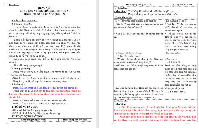 Giáo án Tiếng Việt 3 Bài 21: Kể chuyện Tia nắng bé nhỏ