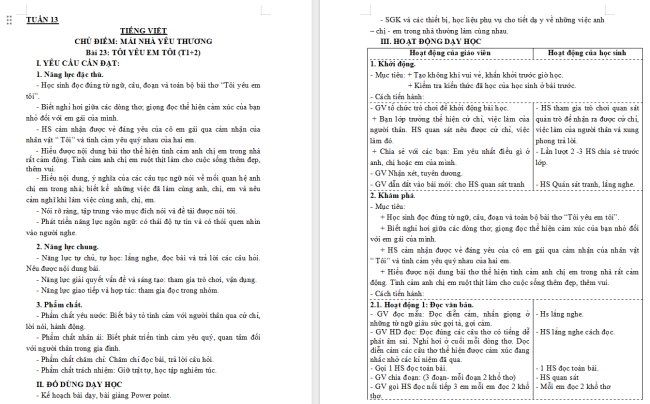 Giáo án Tiếng Việt 3 Bài 23: Tình cảm anh chị em