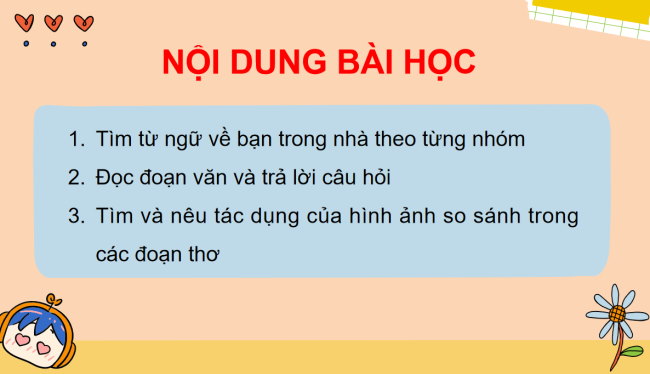 PowerPoint Tiếng Việt 3 Bài 24: Mở rộng vốn từ về bạn trong nhà; Biện pháp so sánh