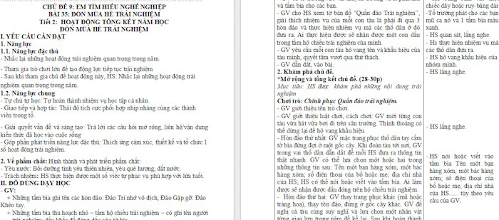 Giáo án Hoạt động trải nghiệm 2 Đón mùa hè trải nghiệm