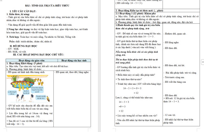Giáo án Toán 3: Tính giá trị của biểu thức