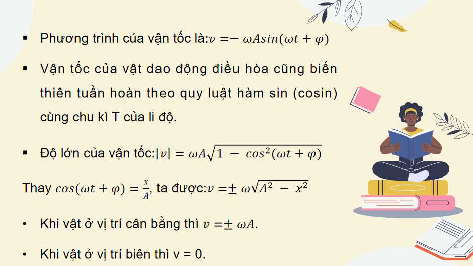 Vận tốc gia tốc trong dao động điều hòa