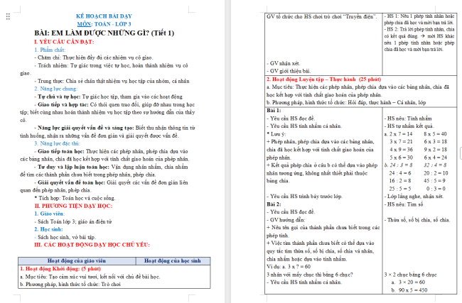 Giáo án Toán 3: Em làm được những gì trang 49