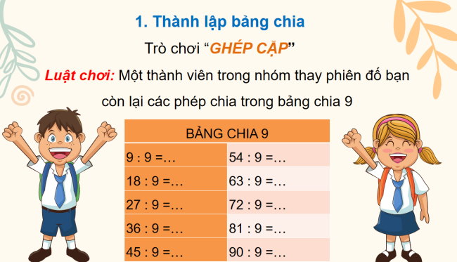 PowerPoint Toán 3: Bảng chia 9
