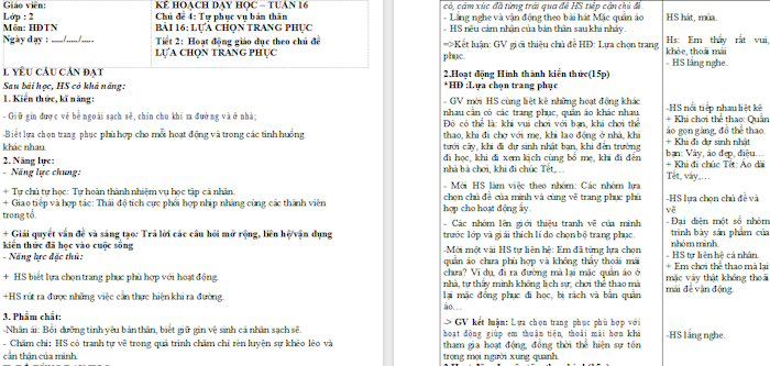 Giáo án Hoạt động trải nghiệm 2 Lựa chọn trang phục