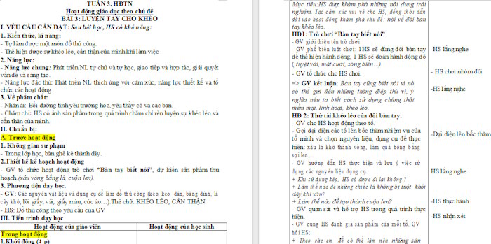 Giáo án Hoạt động trải nghiệm 2 Luyện tay cho khéo