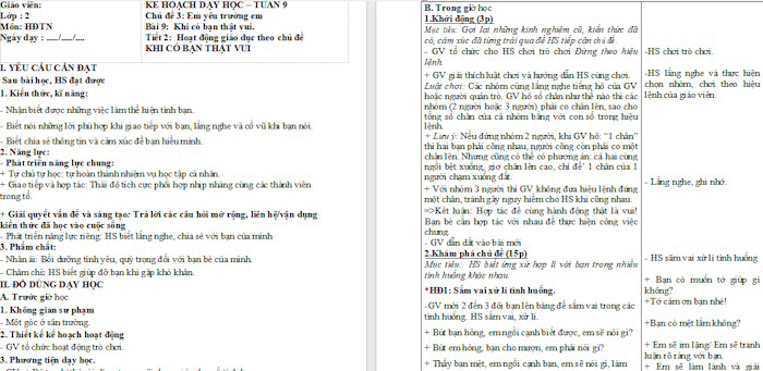 Giáo án Hoạt động trải nghiệm 2 Có bạn thật vui