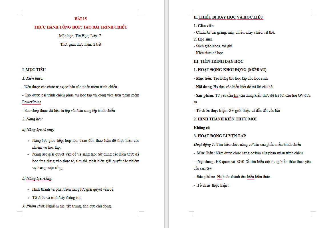 Tin học 7 Bài 15: Thực hành tổng hợp tạo bài trình chiếu