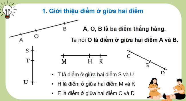 PowerPoint Toán 3: Điểm ở giữa. Trung điểm của đoạn thẳng