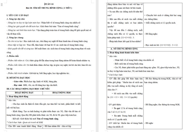 Giáo án Toán 4 Bài 28: Tìm số trung bình cộng