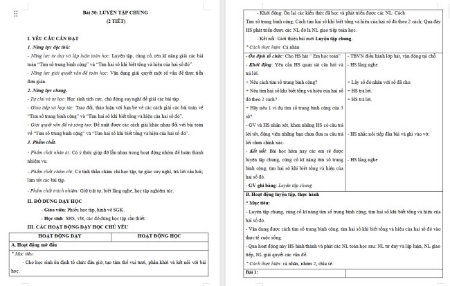 Giáo án Toán 4 Bài 30: Luyện tập chung
