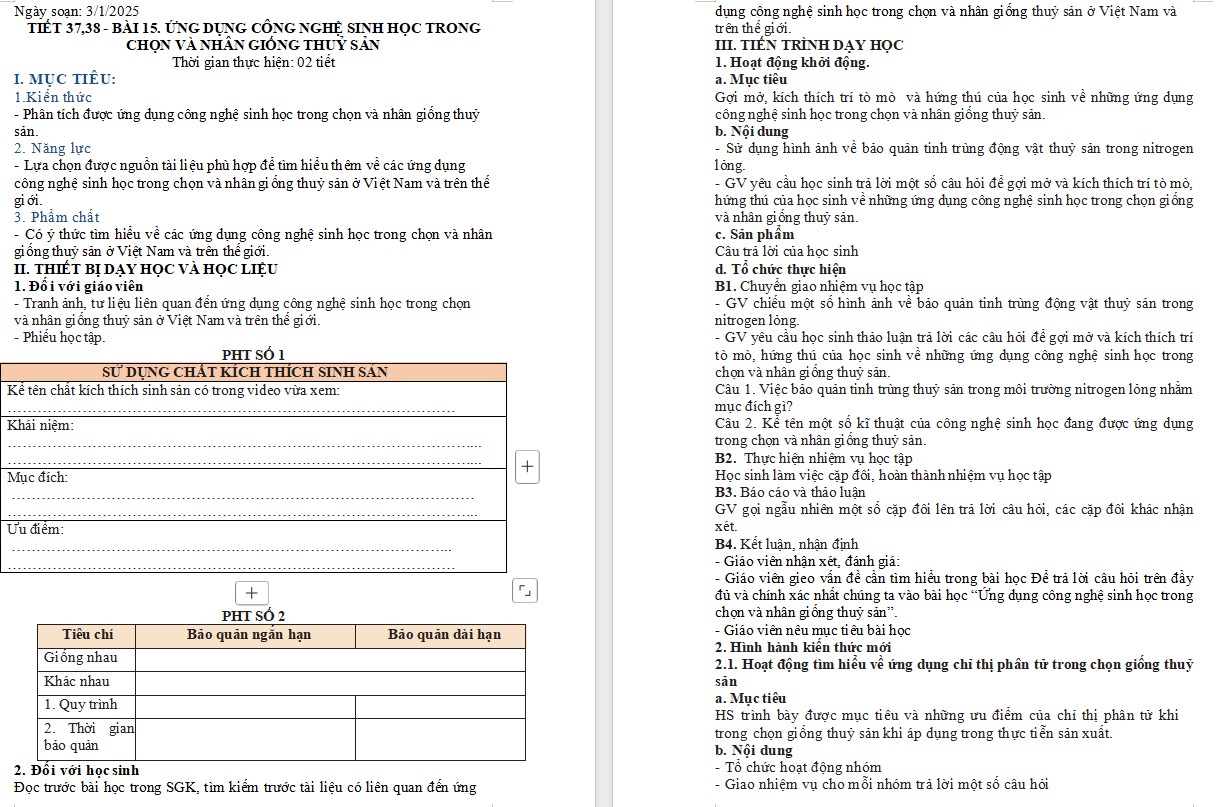 Giáo án Bài 15 Công nghệ 12 Kết nối tri thức