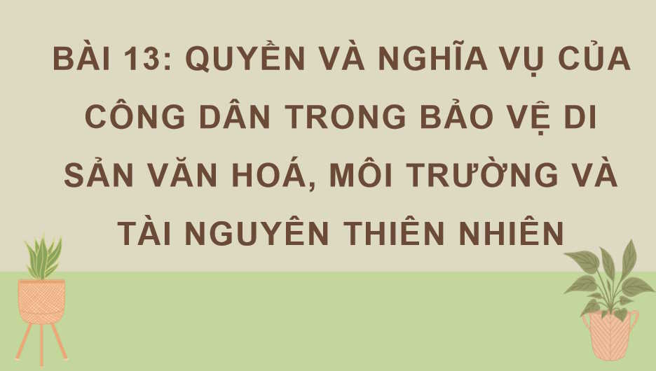 Quyền và nghĩa vụ của công dân trong bảo vệ di sản văn hoá môi trường và tài nguyên thiên nhiên