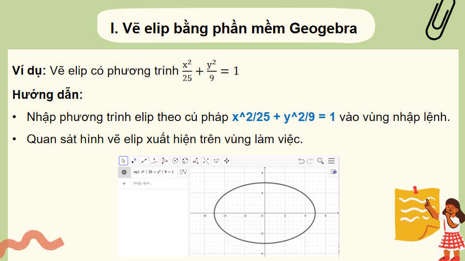 Vẽ ba đường conic bằng phần mềm Geogebra