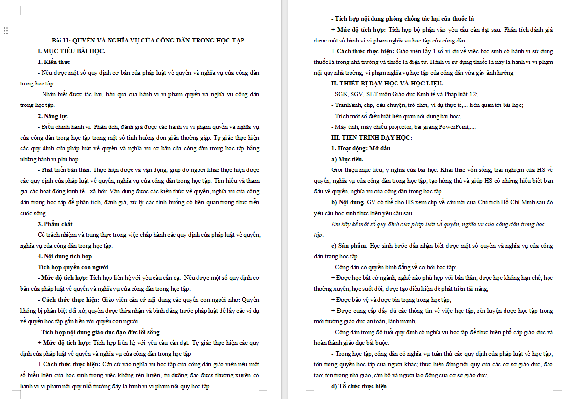 Quyền và nghĩa vụ của công dân trong học tập