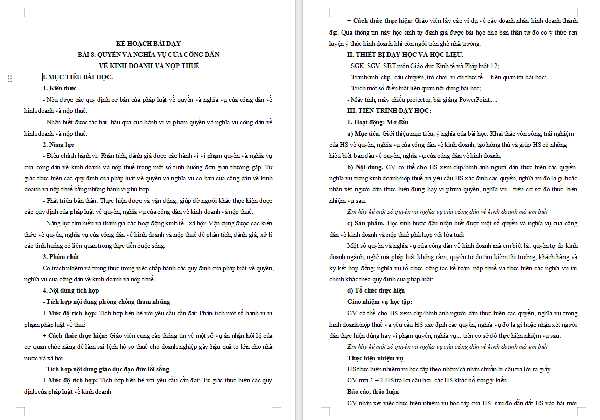 Quyền và nghĩa vụ của công dân về kinh doanh và nộp thuế