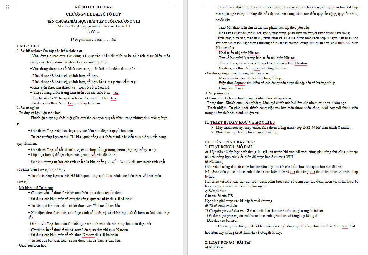 Giáo án PowerPoint Toán 10 Bài tập cuối chương 8