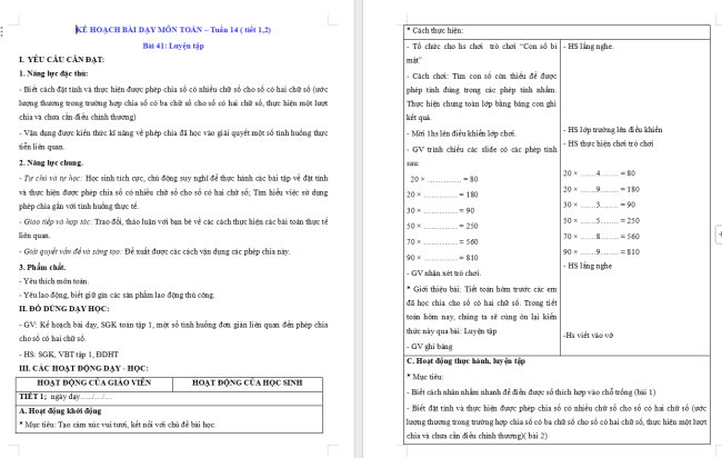 Giáo án Toán 4 Bài 41: Luyện tập
