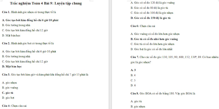 Trắc nghiệm Toán 4 Kết nối tri thức Bài 9: Luyện tập chung