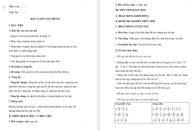 Giáo án Toán 6 Luyện tập chung trang 25