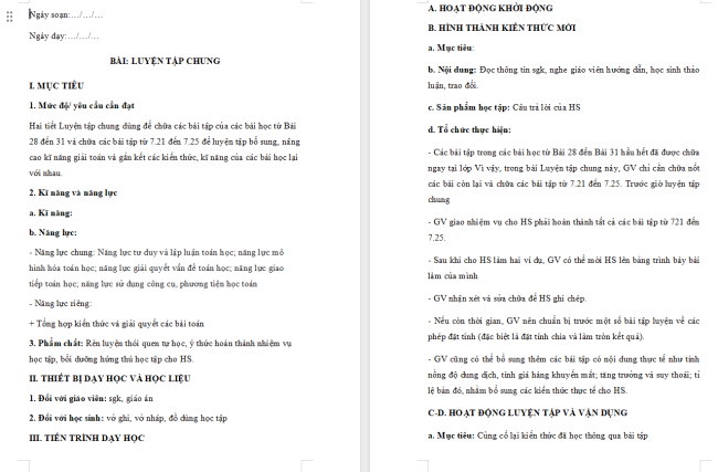 Giáo án Toán 6 Luyện tập chung trang 41