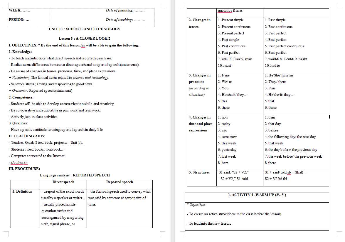 Tiếng Anh 8 Unit 11: A Closer Look 2