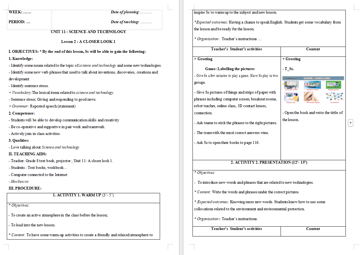 Tiếng Anh 8 Unit 11: A Closer Look 1