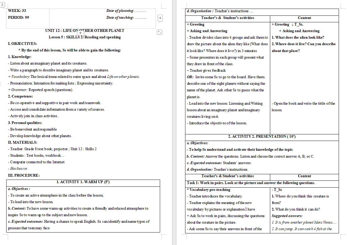 Tiếng Anh 8 Unit 12: Skills 2