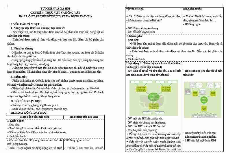 Bài 17: Ôn tập chủ đề thực vật và động vật