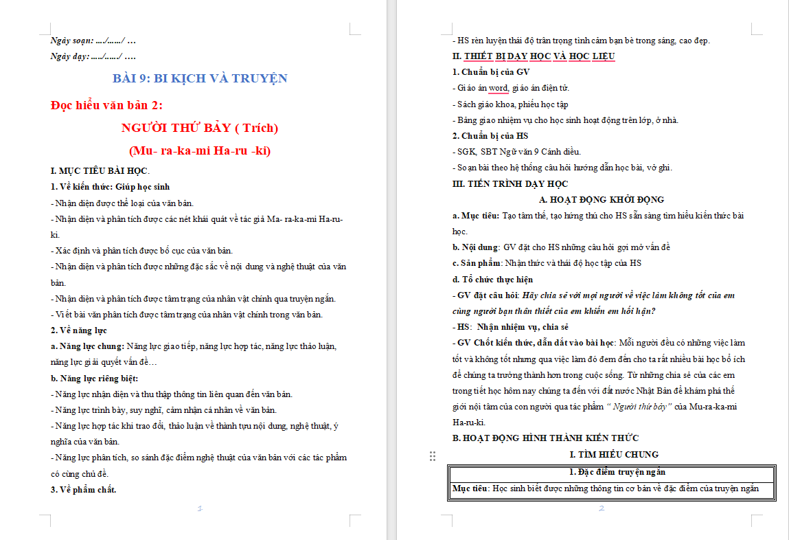 Ngữ văn 9 Bài 9: Người thứ bảy