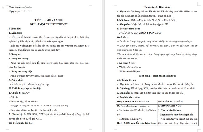 Giáo án Văn 6 Bài 6: Kể lại một truyền thuyết
