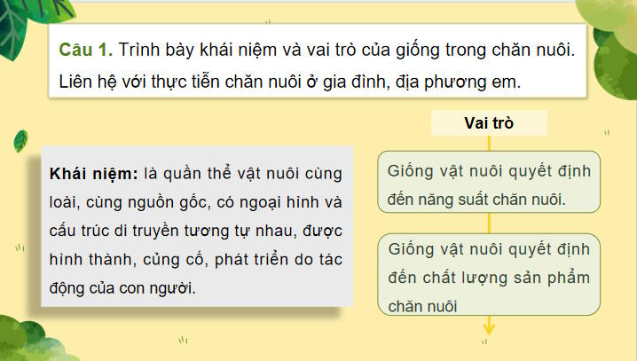 Giáo án Công nghệ Chăn nuôi 11 Ôn tập chương 2