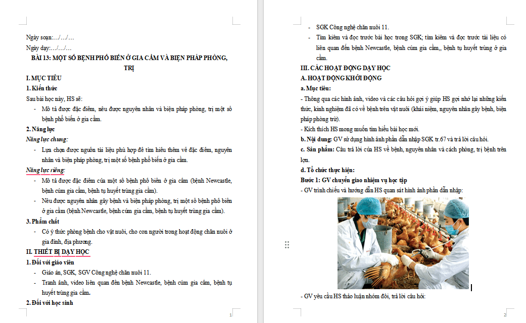 Giáo án PowerPoint Công nghệ Chăn nuôi 11 Bài 13