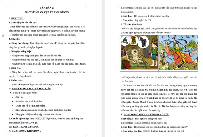 Giáo án Văn 6 Bài 8: Bàn về nhân vật Thánh Gióng