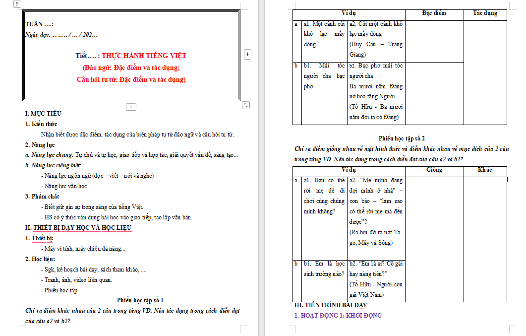 Giáo án Ngữ văn 8 Bài 6: Thực hành tiếng Việt