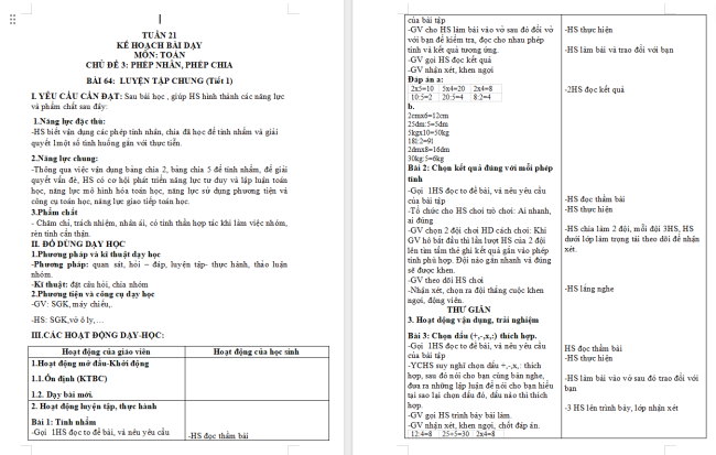 Giáo án Toán 2: Luyện tập chung trang 26