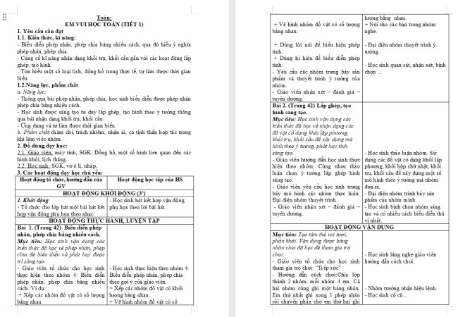 Giáo án Toán 2: Em vui học Toán trang 42