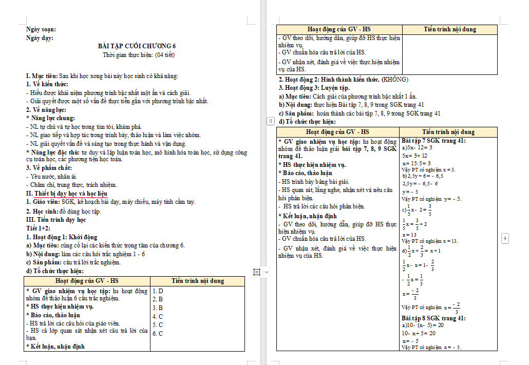 Toán 8 Bài tập cuối chương 6