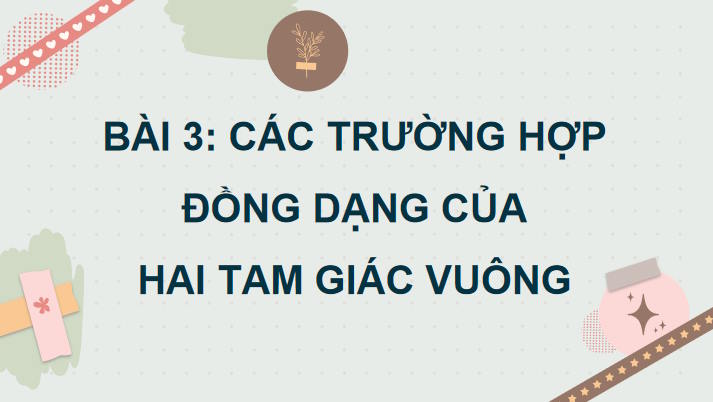 Toán 8 Bài 3: Các trường hợp đồng dạng của hai tam giác vuông