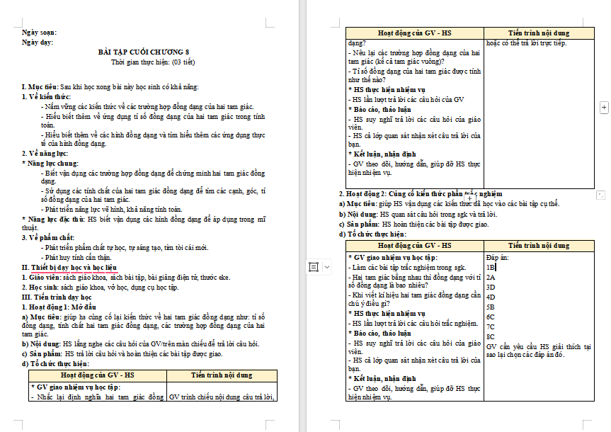 PowerPoint Toán 8 Bài tập cuối chương 8