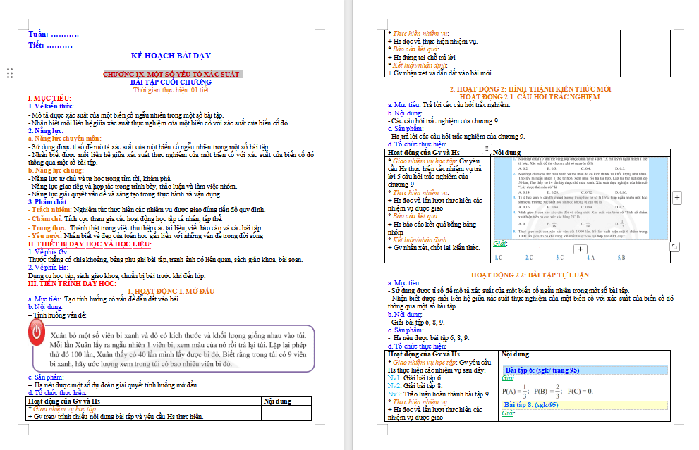 Toán 8 Bài tập cuối chương 9