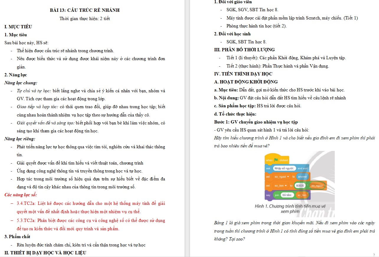 Giáo án Bài 13 Tin học 8 Chân trời sáng tạo