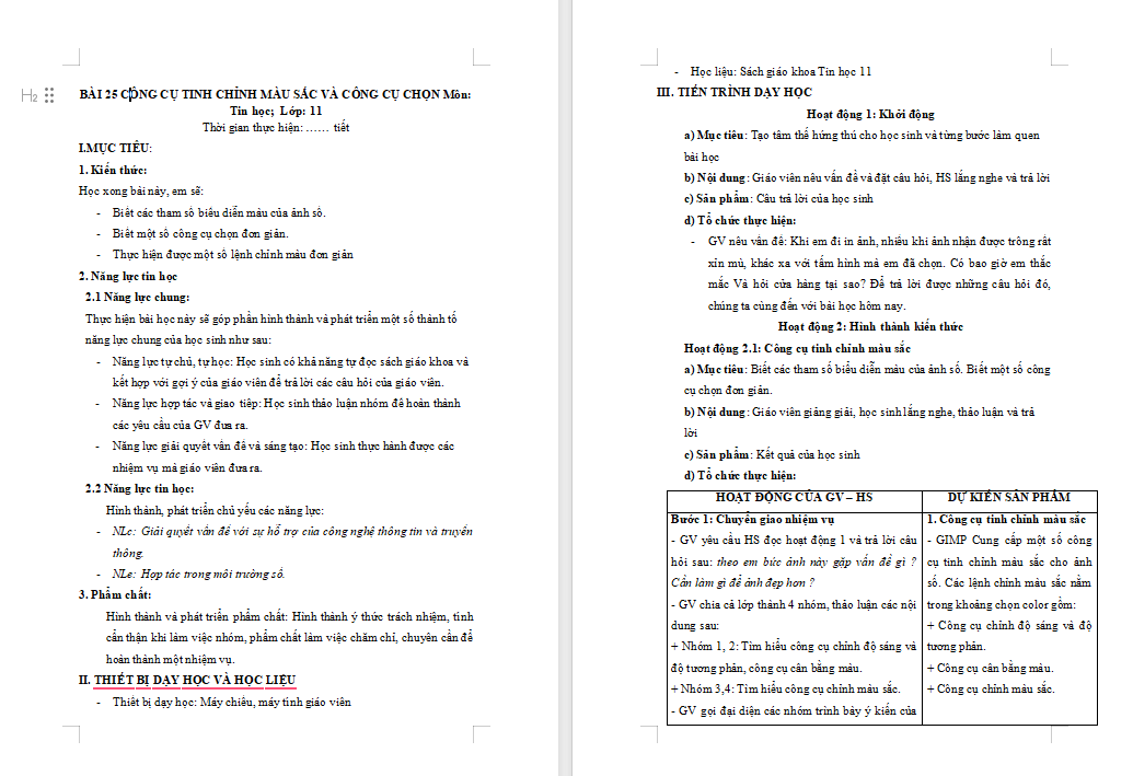 Tin học 11 Bài 25: Phần mềm chỉnh sửa ảnh