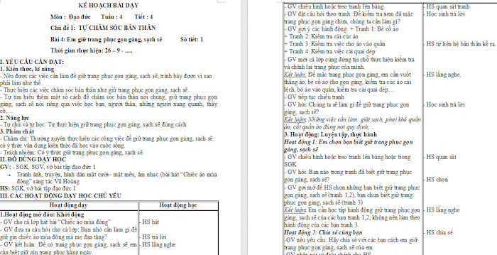 Giáo án Đạo đức 1 Em giữ trang phục gọn gàng, sạch sẽ