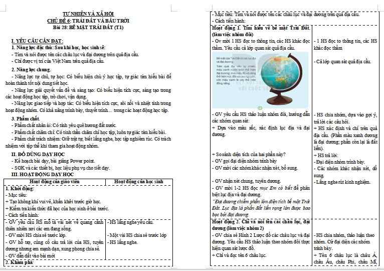 Giáo án Tự nhiên và xã hội lớp 3 Bài 26: Xác định các phương trong không gian