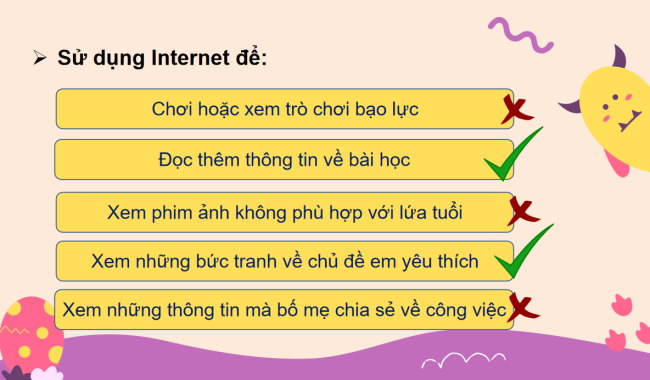 PowerPoint Tin học 3 Bài 2: Nhận biết những thông tin trên Internet không phù hợp với em