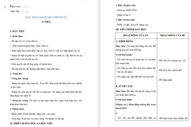 Giáo án Toán 2: Em làm được những gì trang 55