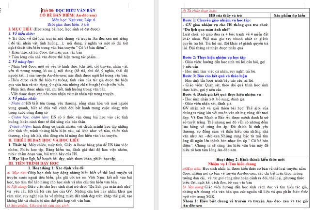 Giáo án Văn 6 Bài 6: Cô bé bán diêm