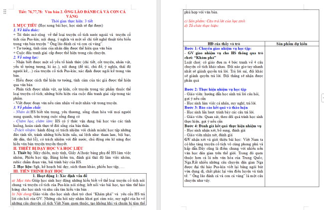 Giáo án Văn 6 Bài 6: Ông lão đánh cá và con cá vàng