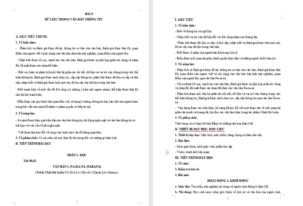 Ngữ văn 12 Bài 8: Pa-ra-na